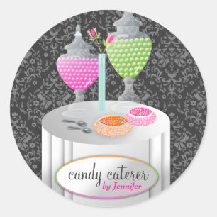 Sticker Rond 311-Candy damassé grise du traiteur  