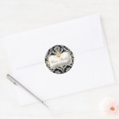 Sticker Rond 311 Ciao Bella Elegant Damask Black White (Enveloppe)
