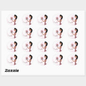 Sticker Rond 311-Cupcake Cutie Ethnique Cheveux Vives (Feuille)