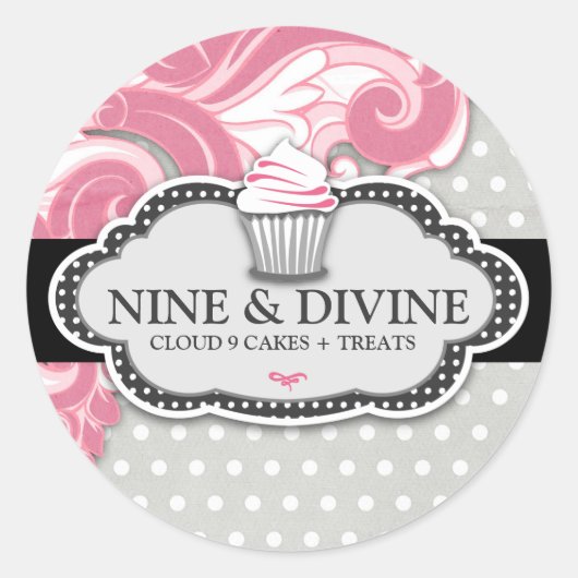 Sticker Rond 311 Cupcakes Polka Divine Pink Swirl (Devant)