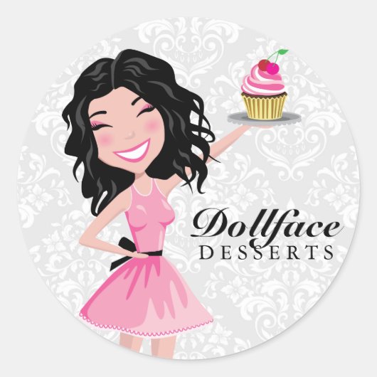 Sticker Rond 311 Dollface Desserts Kohlie Damask (Devant)