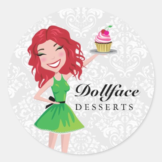 Sticker Rond 311 Dollface Desserts Rubie Red Damask (Devant)