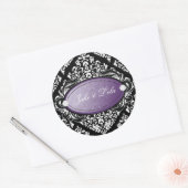 Sticker Rond 311 Luxurieusement noir blanc Damas violet (Enveloppe)