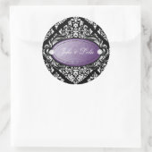 Sticker Rond 311 Luxurieusement noir blanc Damas violet (Sac)