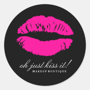 Sticker Rond 311-Oh Embrasse-le ! Rose Hott Noir