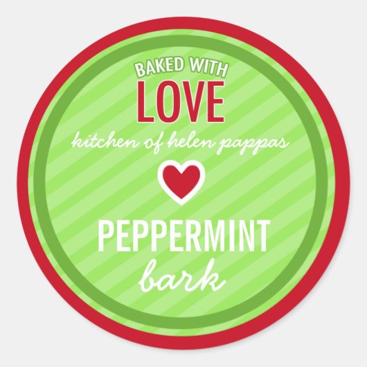 Sticker Rond 311 Rouge Vert rayé Boulé avec amour Maison (Devant)