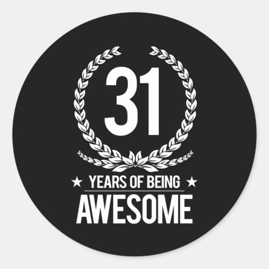 Sticker Rond 31e anniversaire (31 ans d'être génial) (Devant)