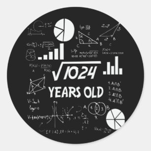 Sticker Rond 32e anniversaire Carré mathématiques racine 32 ans
