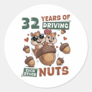 Sticker Rond 32e anniversaire de Mariage 32 ans jumelé