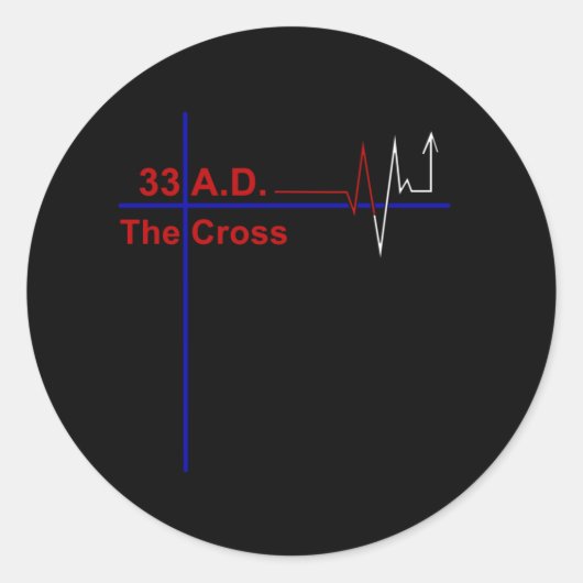 Sticker Rond 33 A.D. Croix de Heartbeat (Devant)