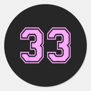 Sticker Rond 33 Numéro Trente-Trois Sports Varsity Collège Fill