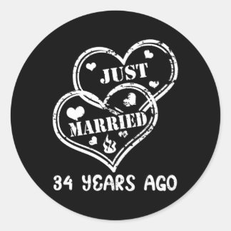 Sticker Rond 34Ème Anniversaire De Mariage Il Y A 34 Ans