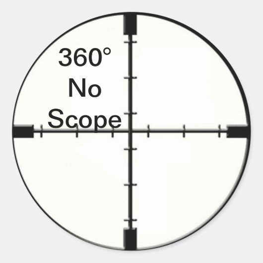Sticker Rond 360 No Scope Video Game Joke Crosshairs FPS (Devant)
