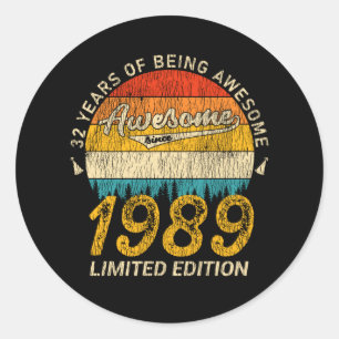 Sticker Rond 36 Ans 1989 Rétro Magnifique 36e anniversaire Cade