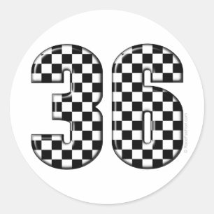 Sticker Rond 36 numéro de course automobile