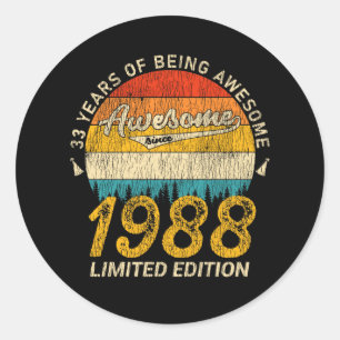 Sticker Rond 37 Ans 1988 Retro Awesome 37e anniversaire Cadeau