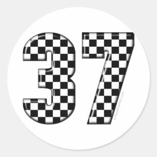 Sticker Rond 37 numéro de course automobile