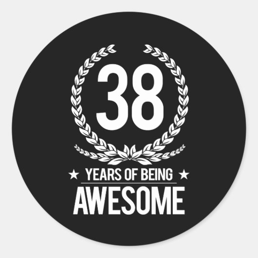 Sticker Rond 38e anniversaire (38 ans d'être génial) (Devant)