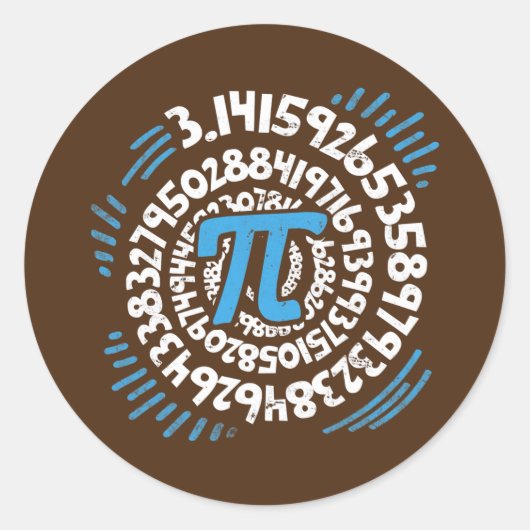 Sticker Rond 3 14 Pi Pop Art Spiral Math Science Geek Pi Day (Devant)