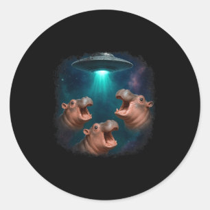 Sticker Rond 3 bébé OVNI drôle graphique Hip Hiptamus amateur d
