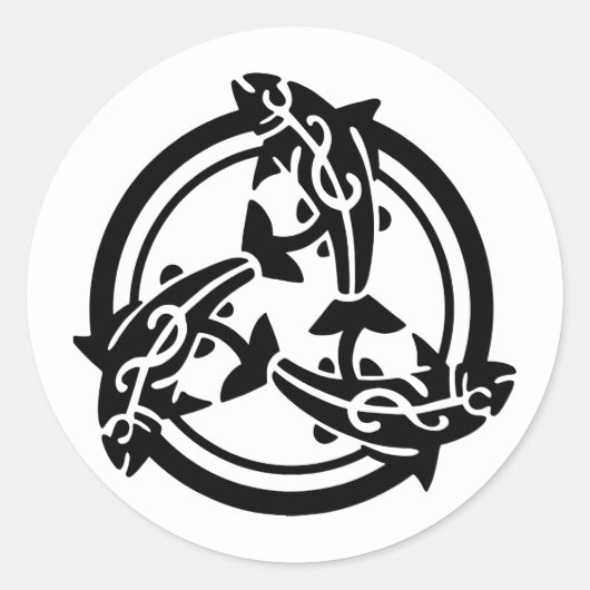 Sticker Rond 3 dauphins tribaux (Devant)