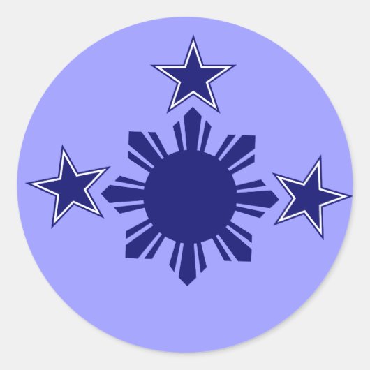 Sticker Rond 3 Étoiles et un bleu soleil (Devant)