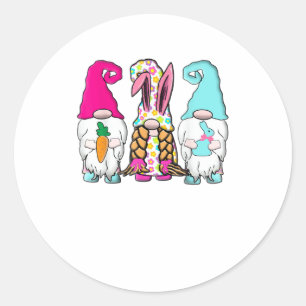 Sticker Rond 3 Gnomes de Pâques Pastel Printemps Bunny Ears Rab