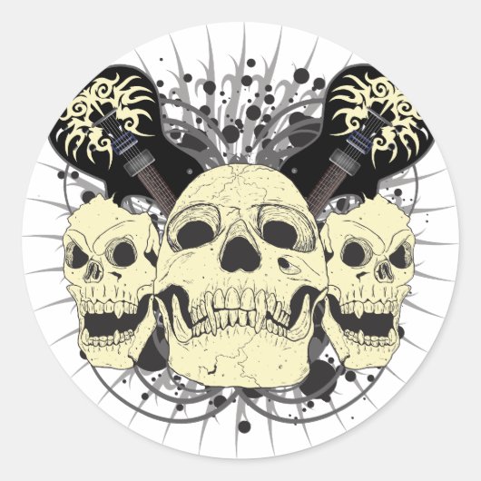 Sticker Rond 3 guitares crâniennes (Devant)