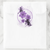 Sticker Rond 3 Jolies Fleurs - Violet (Sac)