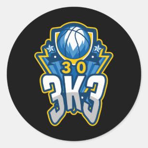 Sticker Rond 3 K 3 Point Basketball Record 3000 Trois pointeurs