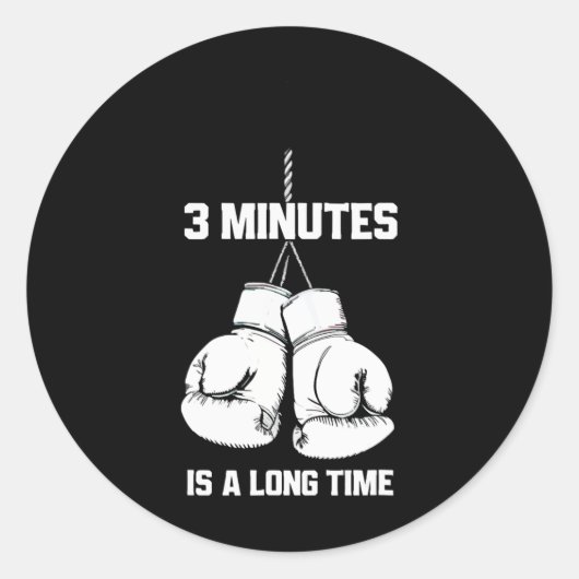 Sticker Rond 3 minutes, c'est long Drôle de boxe kickboxing B (Devant)