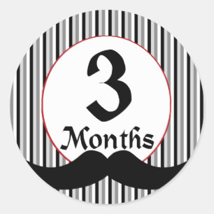 Sticker Rond 3 mois d'étape importante de moustache