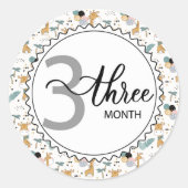 Sticker Rond 3 Mois Jalon bébé Giraffes et ballons (Devant)