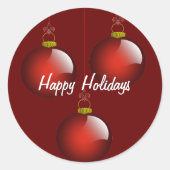 Sticker Rond 3 ornements rouges (Devant)