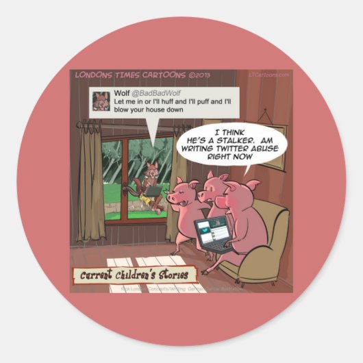Sticker Rond 3 petits cochons à l'aise avec les médias sociaux (Devant)