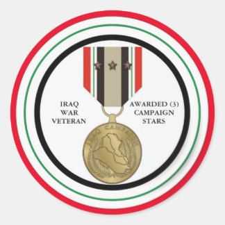 STICKER ROND 3 STARS IRAK CAMPAIGN ÉTAIT UN VÉTÉRAN