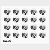 Sticker Rond 3D Black and White Chess Board (Feuille)