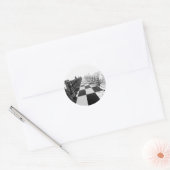 Sticker Rond 3D Black and White Chess Board (Enveloppe)