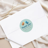 Sticker Rond 3d Dino dinosaur bébé douche merci