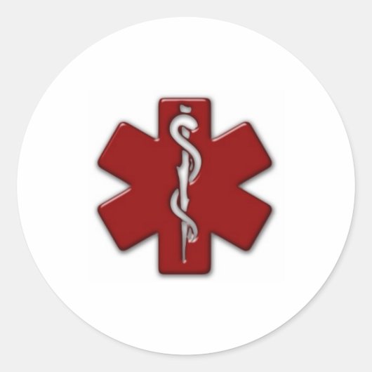 Sticker Rond 3D rouge et blanc (Devant)