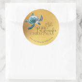 Sticker Rond 3D Tortue Mele Kalikimaka | Personnalisé (Sac)