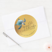Sticker Rond 3D Tortue Mele Kalikimaka | Personnalisé (Enveloppe)