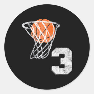 Sticker Rond 3e anniversaire Basketball 3 ans Garçons Enfant