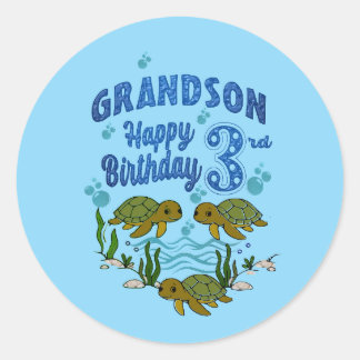 Sticker Rond 3e anniversaire du petit-fils