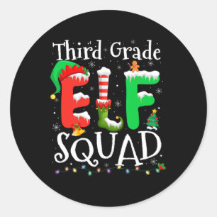 Sticker Rond 3e classe Elf Squad Xmas Funny Noël Troisième géné