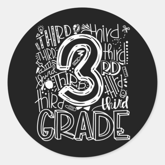 Sticker Rond 3e équipe de typographie de 3e année Enseignant po (Devant)