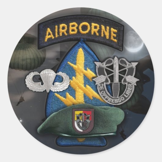 Sticker Rond 3e groupe des forces spéciales Green Berets nom St (Devant)