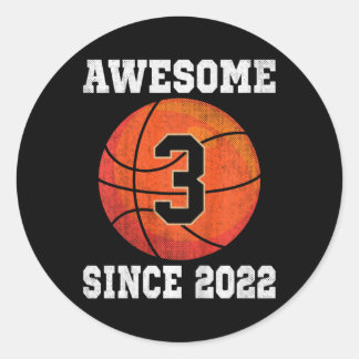 Sticker Rond 3rd Birthday Sketll Lover 3 Years Old Vintage Spor