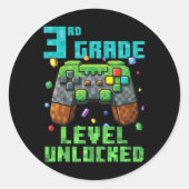 Sticker Rond 3rd Grade Level Unlocked Gamer Controller Back To  (Devant)