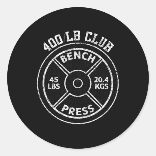 Sticker Rond 400 Lbs Pound Bench Press Club Gym Weightlifting P (Devant)